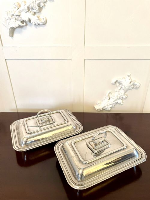 Pair of Antique Silver Plated Entrée Dishes