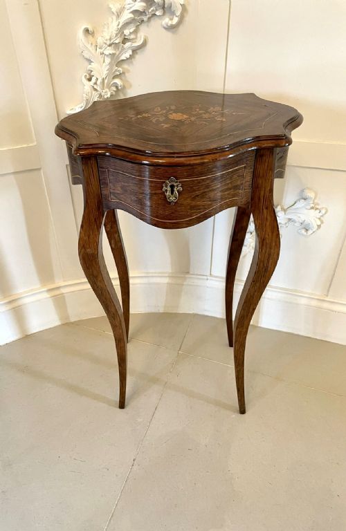 Quality Antique Louis XV French Freestanding Marquetry Inlaid Lamp Table