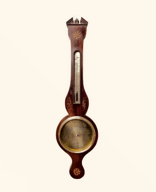 Antique George III Mahogany Banjo Barometer 

