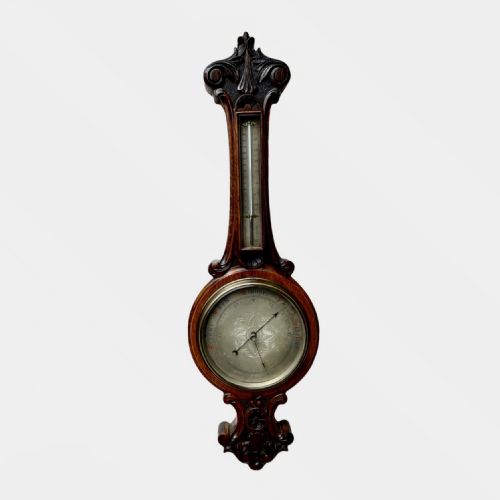 Antique Carved Oak Banjo Barometer