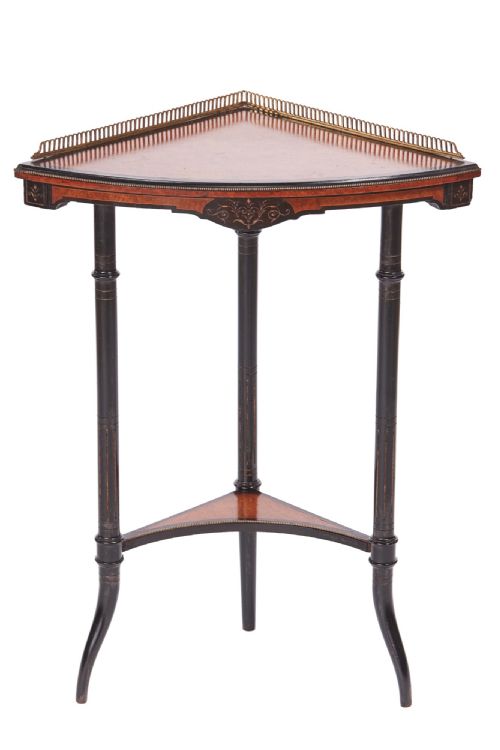Quality Antique Amboyna & Ebonised Corner Table C.1880