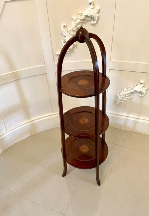 Antique Edwardian Inlaid Mahogany Cake Stand