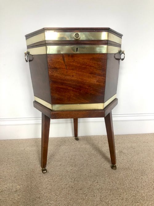 Fine 18th Century Antique George III Mahogany Brass Bound Wine Cooler