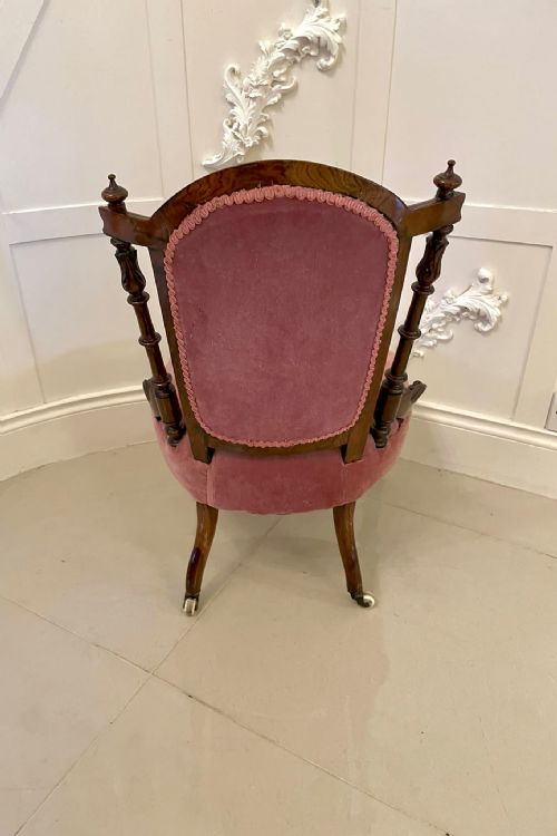 QUALITY ANTIQUE VICTORIAN WALNUT CARVED LADIES CHAIR - ADDITIONAL PHOTO 2