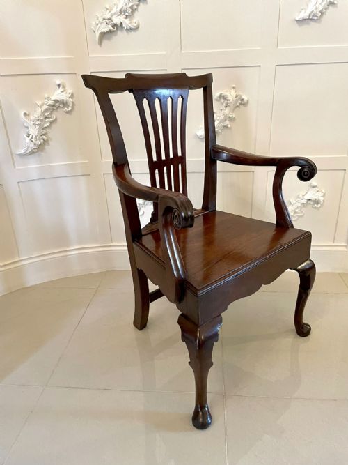Outstanding Antique George III Mahogany Desk Chair 

