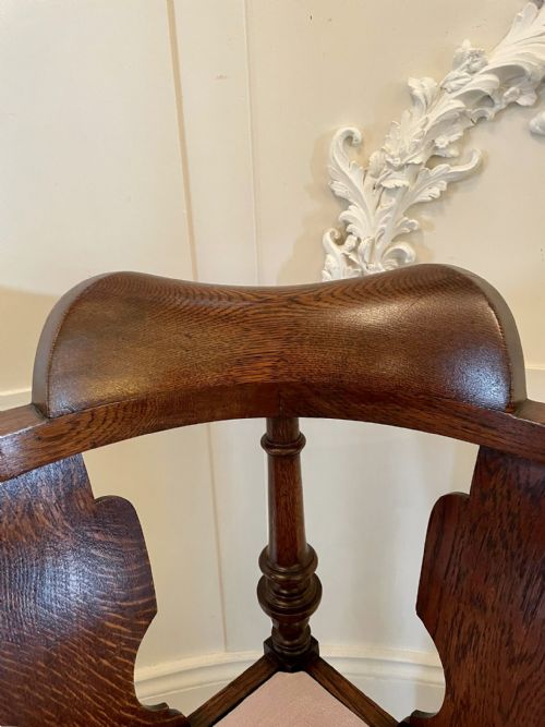 UNUSUAL ANTIQUE VICTORIAN OAK CORNER CHAIR - ADDITIONAL PHOTO 4