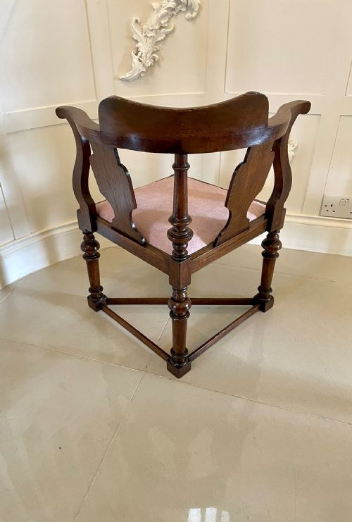 UNUSUAL ANTIQUE VICTORIAN OAK CORNER CHAIR - ADDITIONAL PHOTO 5