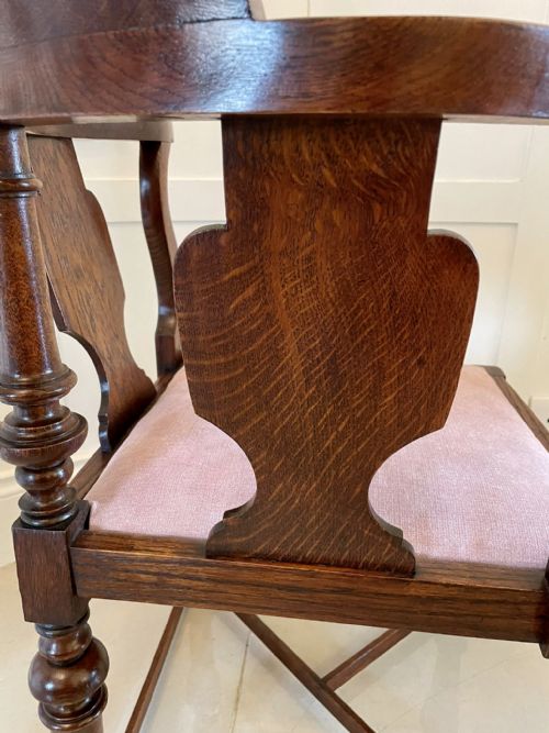 UNUSUAL ANTIQUE VICTORIAN OAK CORNER CHAIR - ADDITIONAL PHOTO 7