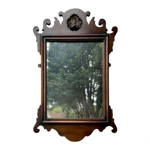 Antique Victorian Carved Mahogany Wall Mirror 

