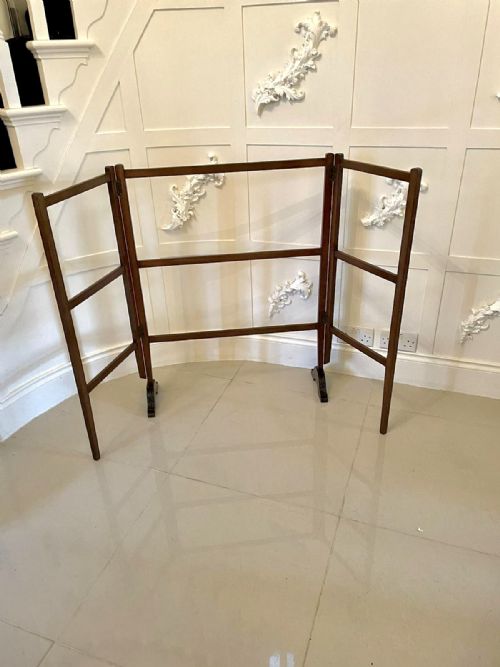 Quality Antique Edwardian Carved Mahogany Folding Clothes Horse
