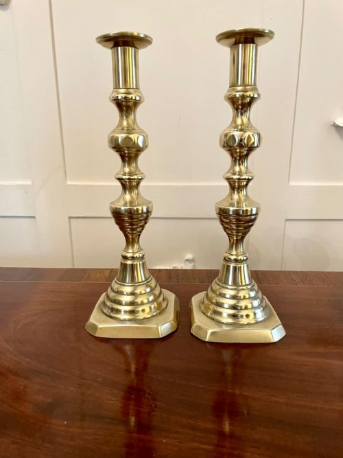 Pair of Antique Victorian Brass Candlesticks