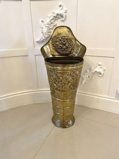 Large Antique Edwardian Ornate Brass Stick Stand