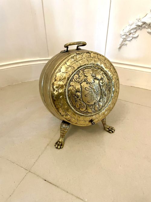 Outstanding Antique Victorian Ornate Brass Coal Bucket