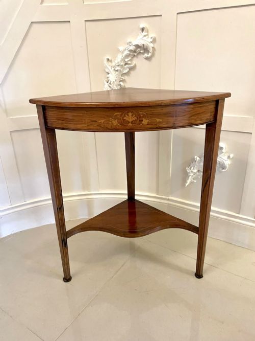 ??Antique Edwardian Inlaid Rosewood Corner Lamp Table 
