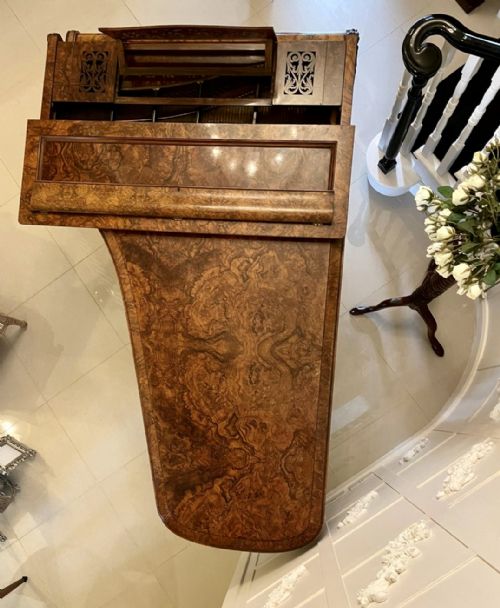 fig 1. Magnificent Exhibition Quality Antique Victorian Burr Walnut Highly Decorated Grand Piano by Collard & Collard, London