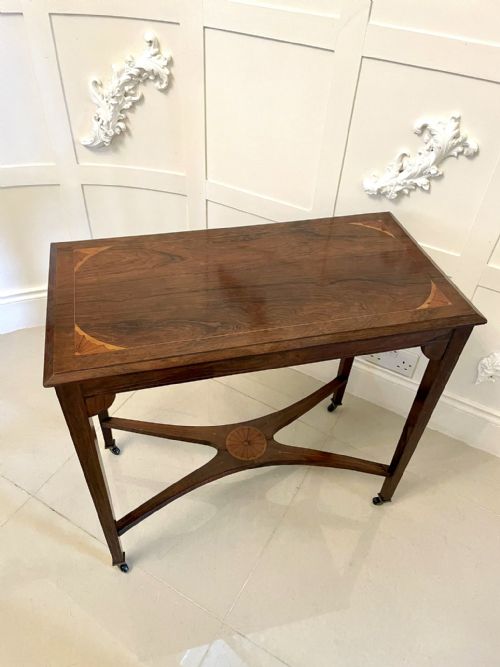 Quality Antique Edwardian Inlaid Rosewood Side/lamp Table 
