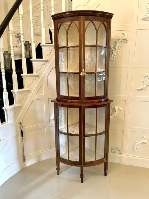Outstanding Quality Antique Edwardian Inlaid Mahogany Corner Display Cabinet 

