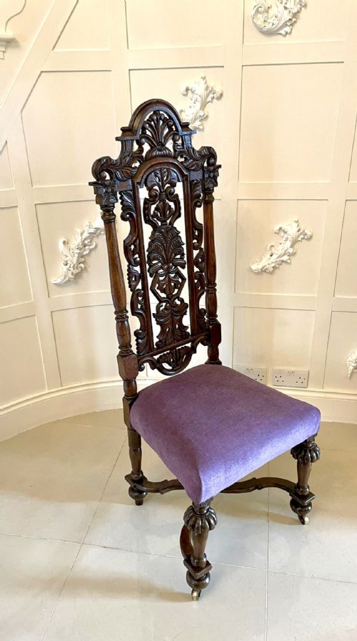 Amazing Quality Antique Victorian Carved Oak Side Chair