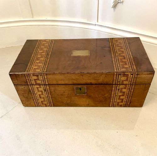 Large Quality Antique Victorian Burr Walnut Tunbridge Ware Inlay Writing Box