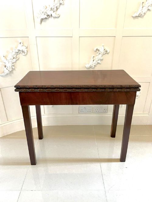 Antique 18th Century George III Chippendale Mahogany Carved Card Table
