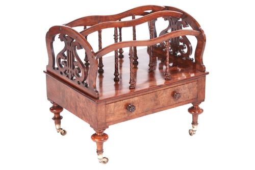Antique Victorian Burr Walnut Canterbury

