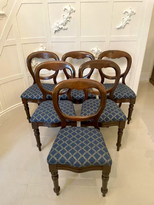 Antique Set of Six Victorian Mahogany Balloon Back Dining Chairs
