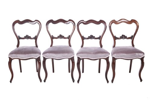 Quality Set of 4 Victorian Rosewood Dining Chairs
