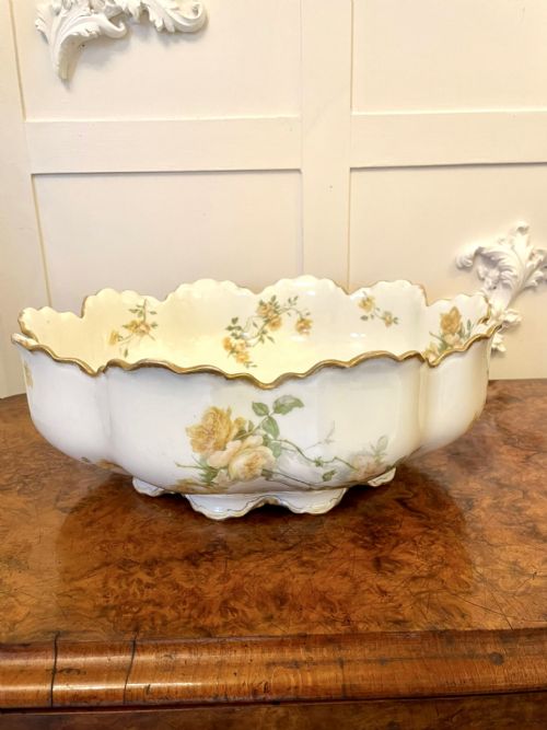 Quality Large Antique Victorian French Hand Painted Porcelain Fruit Bowl by Haviland

