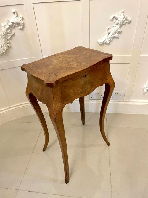 Unusual Antique Victorian Quality Burr Walnut Teapoy 
