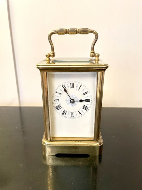 Antique Victorian French Eight Day Brass Carriage Clock 
