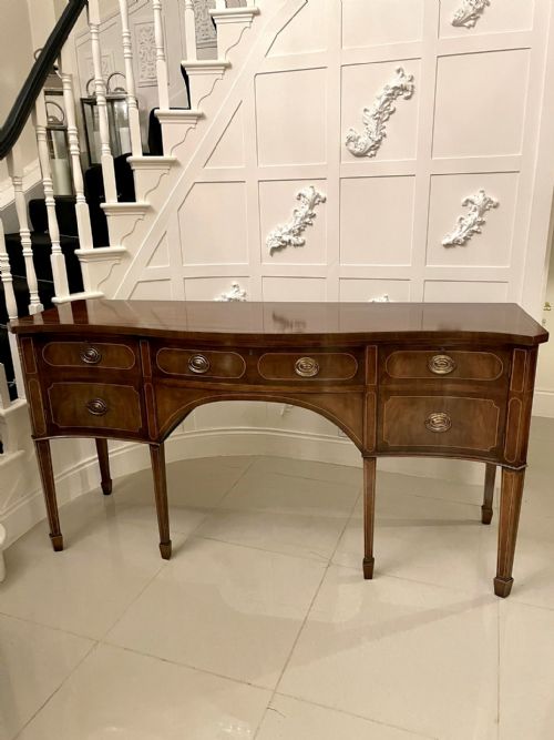Antique Inlaid Quality Mahogany Serpentine Shaped Sideboard