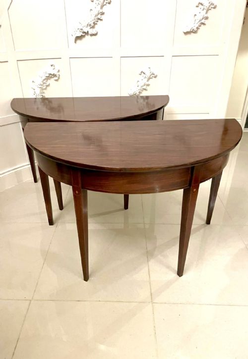 Pair of Antique 18th Century George III Outstanding Quality Mahogany Demi-lune Console Tables 
