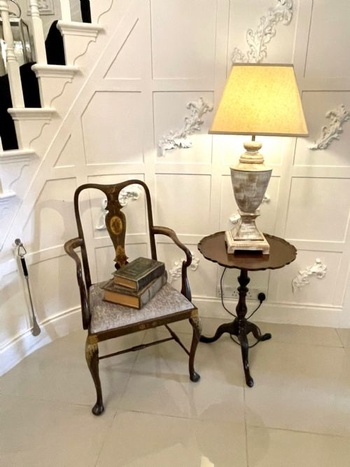 ANTIQUE EDWARDIAN QUALITY MAHOGANY ORIGINAL DECORATED DESK CHAIR - ADDITIONAL PHOTO 3