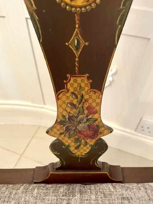 ANTIQUE EDWARDIAN QUALITY MAHOGANY ORIGINAL DECORATED DESK CHAIR - ADDITIONAL PHOTO 5