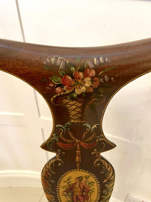 ANTIQUE EDWARDIAN QUALITY MAHOGANY ORIGINAL DECORATED DESK CHAIR - ADDITIONAL PHOTO 6