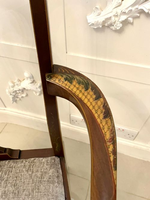 ANTIQUE EDWARDIAN QUALITY MAHOGANY ORIGINAL DECORATED DESK CHAIR - ADDITIONAL PHOTO 9