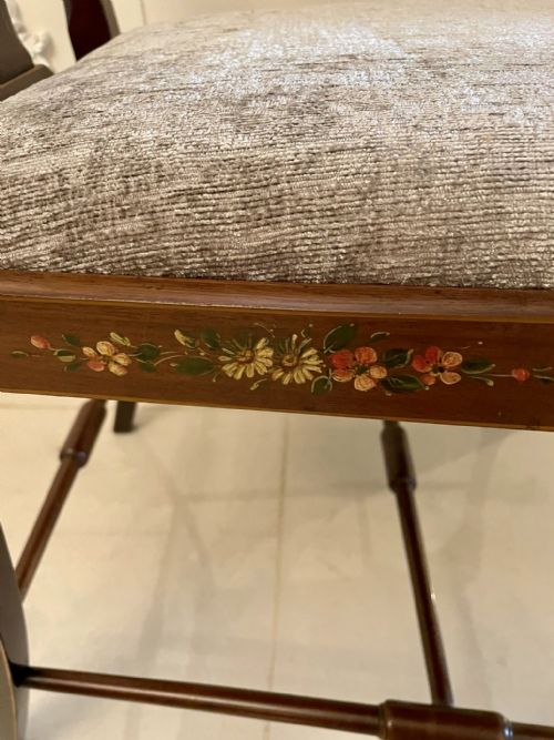 ANTIQUE EDWARDIAN QUALITY MAHOGANY ORIGINAL DECORATED DESK CHAIR - ADDITIONAL PHOTO 12