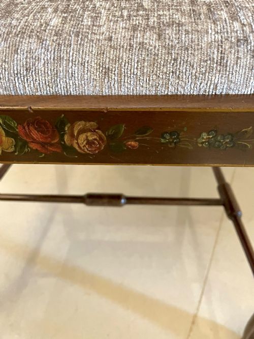ANTIQUE EDWARDIAN QUALITY MAHOGANY ORIGINAL DECORATED DESK CHAIR - ADDITIONAL PHOTO 13
