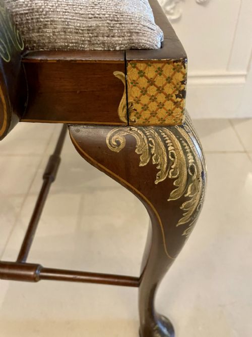 ANTIQUE EDWARDIAN QUALITY MAHOGANY ORIGINAL DECORATED DESK CHAIR - ADDITIONAL PHOTO 14