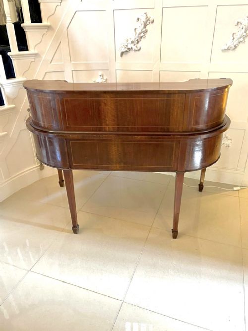 fig 1. Antique Edwardian Quality Mahogany and Satinwood Inlaid Freestanding Carlton House Desk