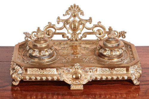 Antique Quality 19th Century French Cast-brass Desk Set