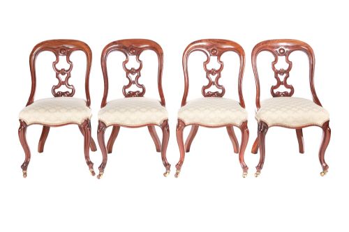 Fine Quality Set of 4 Victorian Mahogany Dining Chairs
