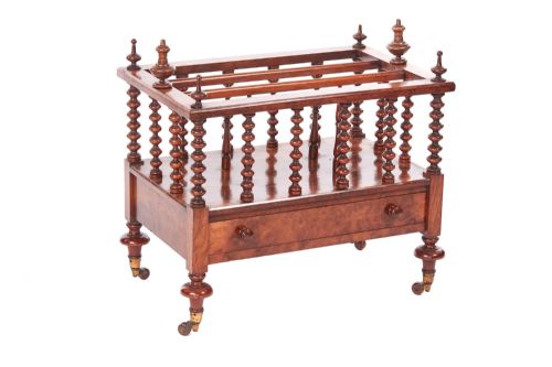 Large Fine Quality Antique Victorian Burr Walnut Canterbury

