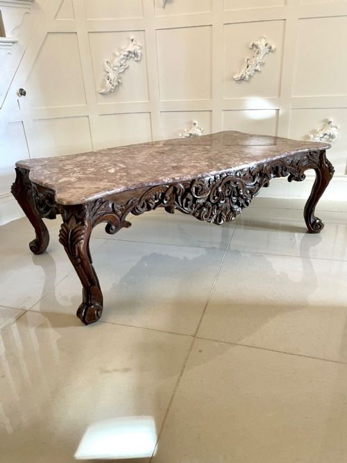 Antique Edwardian Quality French Carved Walnut Coffee Table 

