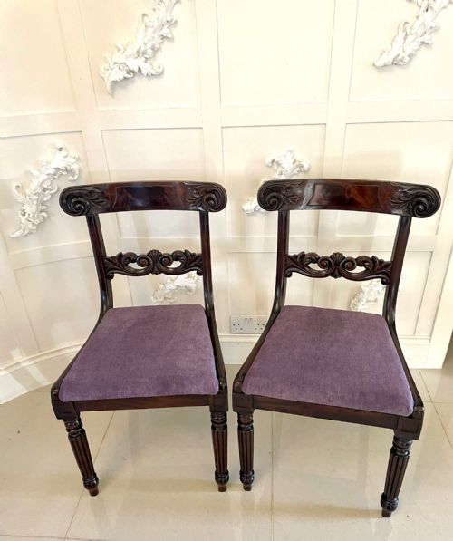 Pair of Antique William IV Quality Carved Mahogany Side Chairs
