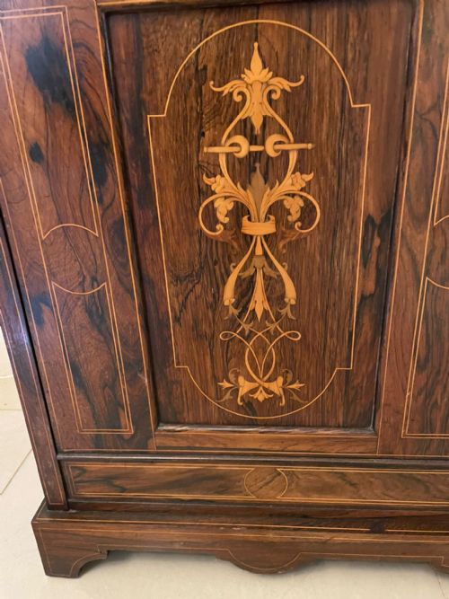 ANTIQUE EDWARDIAN QUALITY ROSEWOOD INLAID SIDE CABINET - ADDITIONAL PHOTO 3