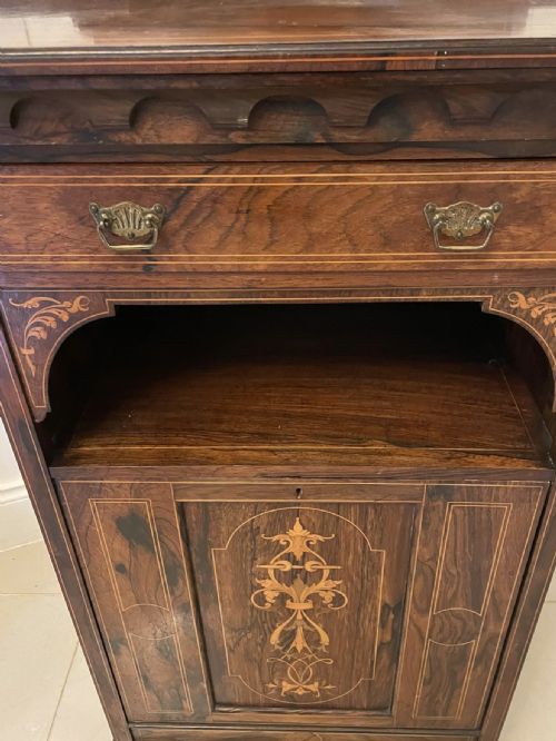 ANTIQUE EDWARDIAN QUALITY ROSEWOOD INLAID SIDE CABINET - ADDITIONAL PHOTO 9