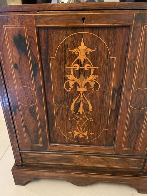 ANTIQUE EDWARDIAN QUALITY ROSEWOOD INLAID SIDE CABINET - ADDITIONAL PHOTO 12