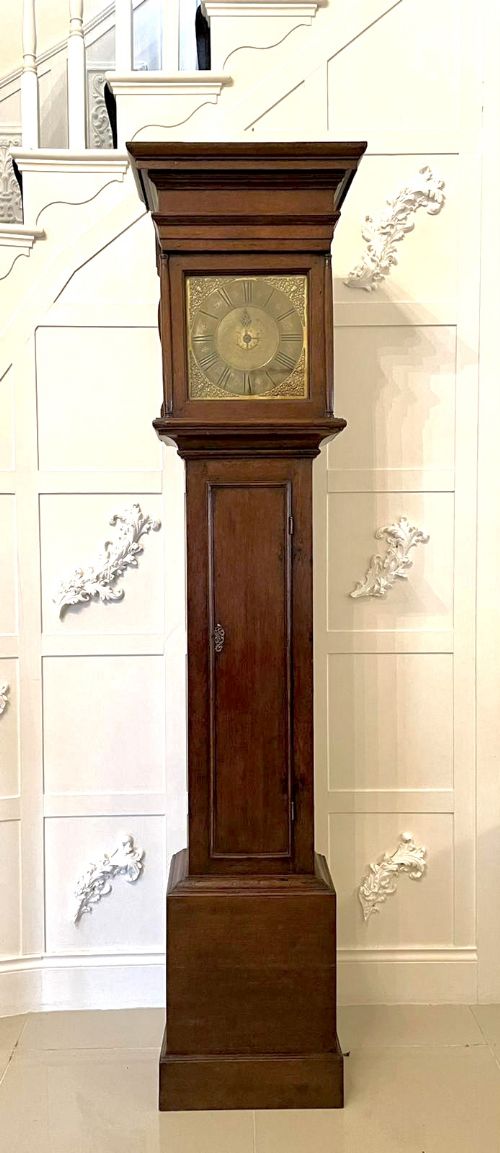 Rare Early 18th Century Antique Brass Face Grandfather Clock by Newman of Norwich
