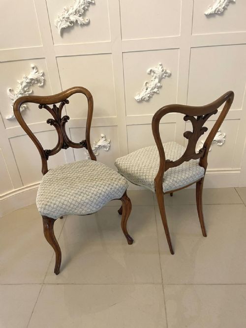 Pair of Antique Victorian Quality Carved Walnut Side Chairs